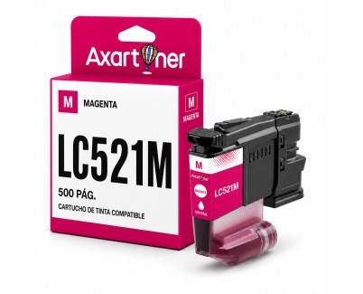 Compatible Brother LC-521 Magenta Cartucho de Tinta Pigmentada LC521M para Brother DCP-J1260W / DPC-J1310DW / DCP-J1360DW / DCP-J1460DW