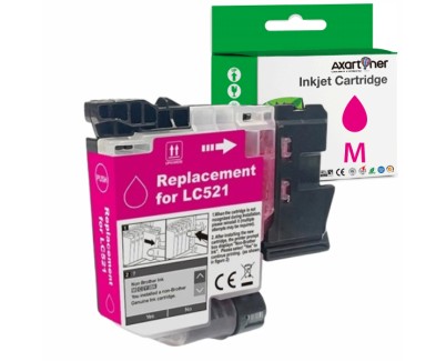 Compatible Brother LC-521 Magenta Cartucho de Tinta Pigmentada LC521M para Brother DCP-J1260W / DPC-J1310DW / DCP-J1360DW / DCP-J1460DW