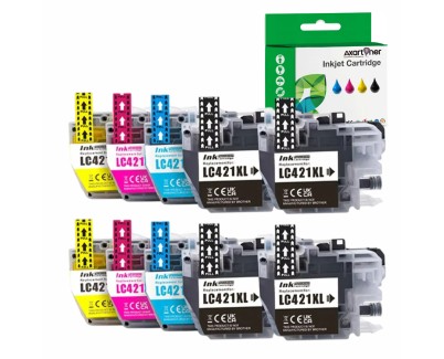 Compatible Brother LC421XL Pack de 10 Cartuchos de Tinta - LC421XLVAL para Brother DCP-J1050DW / DCP-J1140DW / MFC-J1010DW