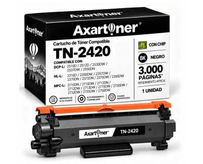Compatible Brother TN2420 Negro - CON CHIP - Cartucho de Toner TN-2420 para Brother HL-L2310D HL-L2350DN HL-L2530DW HL-L2370DN HL-L2375DW DCP-L2510D  MFC-L2710DN MFC-L2730DW MFC-L2750DW