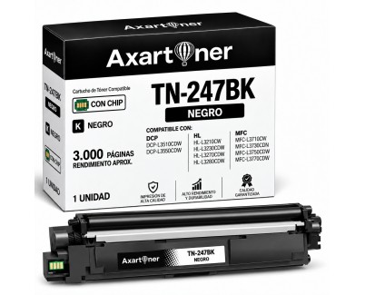 Compatible Brother TN247 / TN243 Negro Cartucho de Toner TN247BK / TN243BK para DCP-L3510CDW, DCP-L3550CDW, HL-L3210CW, HL-L3230CDW, HL-L3270CDW, HL-L3280CDW, MFC-L3710CW, MFC-L3730CDN, MFC-L3750CDW, MFC-L3770CDW