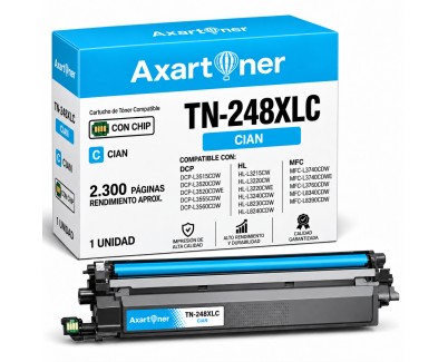Compatible Brother TN248XL / TN-248XLC Cyan Cartucho de Toner para Brother DCP-L: 3515CDW 3520CDW 3520CDWE 3555CDW 3560CDW / HL-L: 3215CW 3220CW 3220CWE 3240CDW 8230CDW 8240CDW / MFC-L: 3740CDW 3740CDWE 3760CDW 8340CDW 8390CDW