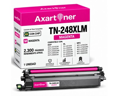 Compatible Brother TN248XL / TN-248XLM Magenta Cartucho de Toner para Brother DCP-L: 3515CDW 3520CDW 3520CDWE 3555CDW 3560CDW / HL-L: 3215CW 3220CW 3220CWE 3240CDW 8230CDW 8240CDW / MFC-L: 3740CDW 3740CDWE 3760CDW 8340CDW 8390CDW
