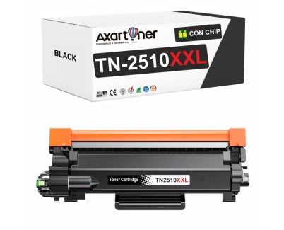 Compatible Brother TN2510XXL Negro Cartucho de Toner para Brother DCP-L2620 / DCP-L2627 / DCP-L2660 / DCP-L2665 / HL-L2400 / HL-L2445 / HL-L2447 / MFC-L2800 / MFC-L2827 / MFC-L2835 / MFC-L2860 / MFC-L2960 / MFC-L2980