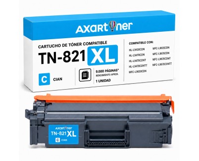Compatible Brother TN-821XL Cyan Cartucho de Toner TN821XLC para Brother HL-L9430CDN / HL-L9470CDN / MFC-L9630CDN / MFC-L9670CDN