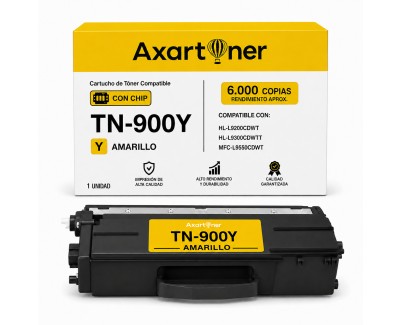 Compatible Brother TN900 Amarillo Cartucho de Toner TN-900Y para HL-L9200CDWT, HL-L9300CDWTT, MFC-L9550CDW, MFC-L9550CDWT