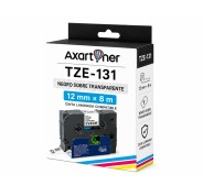 Compatible Brother TZe131 / TZ131 Cinta Laminada de Etiquetas - Texto negro sobre fondo transparente - Ancho 12mm x 8 metros