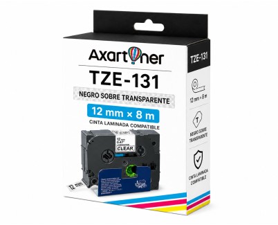 Compatible Brother TZe131 / TZ131 Cinta Laminada de Etiquetas - Texto negro sobre fondo transparente - Ancho 12mm x 8 metros