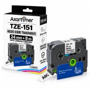 Compatible Brother TZe151 / TZ-151 Cinta Laminada de Etiquetas - Texto negro sobre fondo transparente - Ancho 24mm x 8 metros