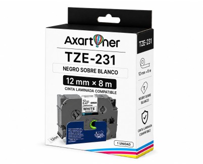 Compatible Brother TZe231 / TZ231 Cinta Laminada de Etiquetas - Texto negro sobre fondo blanco - Ancho 12mm x 8 metros