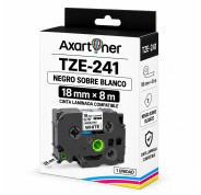 Compatible Brother TZe241 / TZ241 Cinta Laminada de Etiquetas - Texto negro sobre fondo blanco - Ancho 18mm x 8 metros