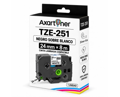 Compatible Brother TZe251 / TZ251 Cinta Laminada de Etiquetas - Texto negro sobre fondo blanco - Ancho 24mm x 8 metros