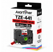Compatible Brother TZe441 / TZ441 Cinta Laminada de Etiquetas - Texto negro sobre fondo rojo - Ancho 18mm x 8 metros