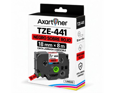 Compatible Brother TZe441 / TZ441 Cinta Laminada de Etiquetas - Texto negro sobre fondo rojo - Ancho 18mm x 8 metros