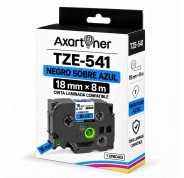 Compatible Brother TZe541 / TZ541 Cinta Laminada de Etiquetas - Texto negro sobre fondo azul - Ancho 18mm x 8 metros