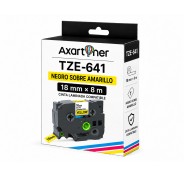 Compatible Brother TZe641 / TZ641 Cinta Laminada de Etiquetas - Texto negro sobre fondo amarillo - Ancho 18mm x 8 metros