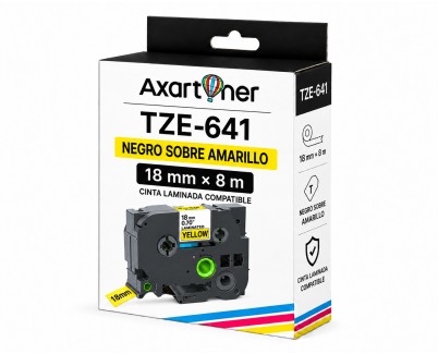 Compatible Brother TZe641 / TZ641 Cinta Laminada de Etiquetas - Texto negro sobre fondo amarillo - Ancho 18mm x 8 metros