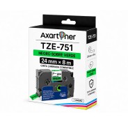 Compatible Brother TZe751 / TZ751 Cinta Laminada de Etiquetas - Texto negro sobre fondo verde - Ancho 24mm x 8 metros