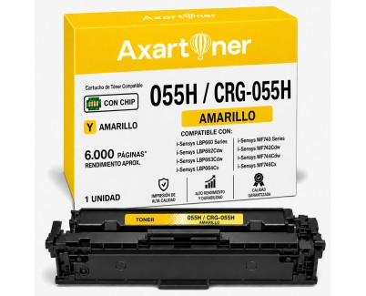 Compatible Canon 055H - con chip - Amarillo Cartucho de Toner 3017C002 / 3013C002 para Canon i-Sensys LBP662Cdw LBP663Cdw LBP664Cx MF742Cdw MF744Cdw MF746Cx