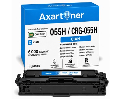 Compatible Canon 055H - con chip - Cyan Cartucho de Toner 3019C002 / 3015C002 para Canon i-Sensys LBP662Cdw LBP663Cdw LBP664Cx MF742Cdw MF744Cdw MF746Cx