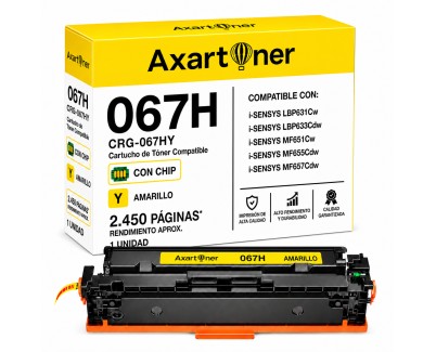 Compatible Canon 067H / 5103C002 - con chip - Amarillo Cartucho de Toner para Canon i-SENSYS LBP631Cw / LBP633Cdw / MF651Cw / MF655Cdw / MF657Cdw