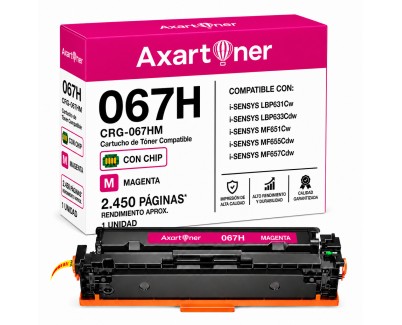 Compatible Canon 067H / 5104C002 - con chip - Magenta Cartucho de Toner para Canon i-SENSYS LBP631Cw / LBP633Cdw / MF651Cw / MF655Cdw / MF657Cdw