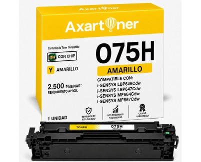 Compatible Canon 075H Amarillo Cartucho de Toner 6366C002 / 6362C002 para Canon i-SENSYS LBP646Cdw / LBP647Cdw / MF664Cdw / MF667Cdw