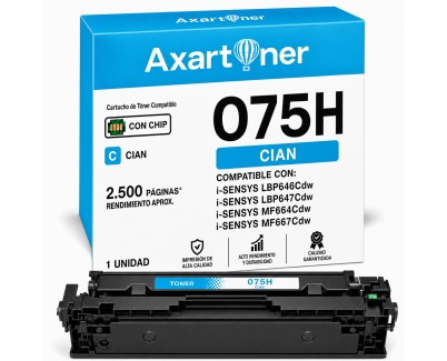 Compatible Canon 075H Cyan Cartucho de Toner 6368C002 / 6364C002 para Canon i-SENSYS LBP646Cdw / LBP647Cdw / MF664Cdw / MF667Cdw