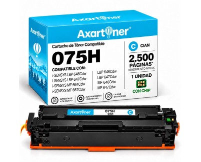 Compatible Canon 075H Cyan Cartucho de Toner 6368C002 / 6364C002 para Canon i-SENSYS LBP646Cdw / LBP647Cdw / MF664Cdw / MF667Cdw