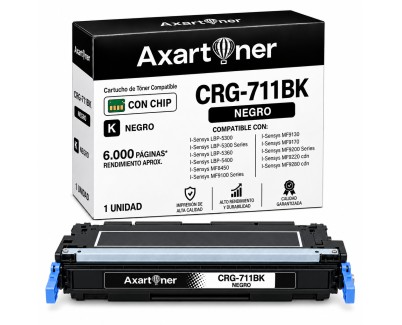 Compatible Canon 711 BK Negro Cartucho de Toner 1660B002 para I-Sensys LBP-5300, LBP-5360, LBP-5400, MF 8450, MF 9130, MF 9170, MF 9220, MF 9280; Lasershot LBP-5300, LBP-5360, LBP-5400; LBP 5300, 5360, LBP-5300, LBP-5360