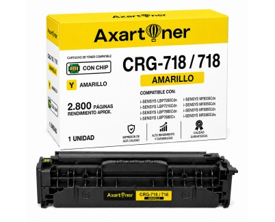 Compatible Canon 718 Amarillo Cartucho de Toner 2659B002 / CRG-718Y para LBP7200 LBP7210 LBP7660 LBP7680 MF8360 MF8380 MF8530 MF8540 MF8550 MF8580 MF720 MF722 MF724 MF725