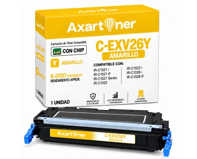 Compatible Canon C-EXV26 Amarillo Cartucho de Toner 1657B006 / CEXV26 para Canon IR-C1021i, IR-C1021iF, IR-C1022, IR-C1022i, IR-C1028i, IR-C1028iF