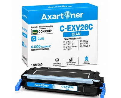 Compatible Canon C-EXV26 Cyan Cartucho de Toner 1659B006 / CEXV26 para Canon IR-C1021i, IR-C1021iF, IR-C1022, IR-C1022i, IR-C1028i, IR-C1028iF