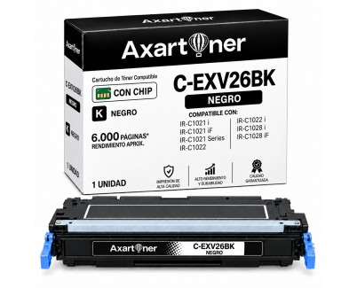 Compatible Canon C-EXV26 Negro Cartucho de Toner 1660B006 / CEXV26 para Canon IR-C1021i, IR-C1021iF, IR-C1022, IR-C1022i, IR-C1028i, IR-C1028iF