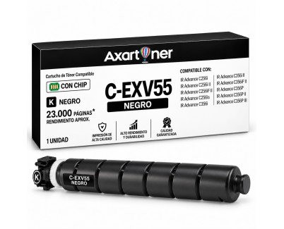 Compatible Canon CEXV55 Negro Cartucho de Toner 2182C002 C-EXV55 para Canon IR Advance C256i, C256i II, C256iF II, C256is, C356i, C356i II, C356if II, C356P, C356P II, C356P III
