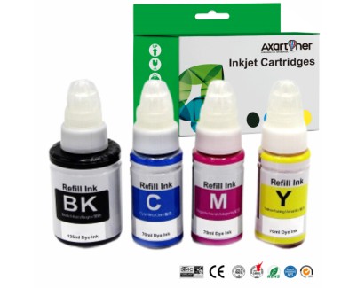 Compatible Pack x4 Canon GI490 Botellas de Tinta GI-490 para Canon Pixma G1400 / G2200 / G3200 / G3400 / G3411