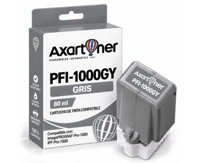 Compatible Canon PFI1000 Gris Cartucho de Tinta Pigmentada PFI-1000GY / 0552C001 para Canon imagePROGRAF Pro-1000