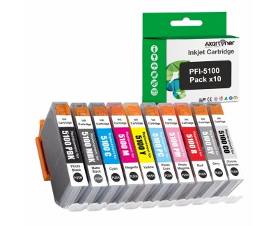 Compatible Pack x10 Canon PFI5100 Cartuchos de Tinta Pigmentada PFI-5100 para Canon imagePROGRAF Pro-310 / iPF Pro-310