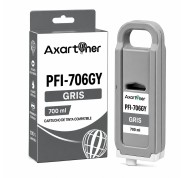 Compatible Canon PFI706 Gris Cartucho de Tinta Pigmentada 6690B001 / PFI-706GY para imagePROGRAF IPF8300, IPF8400, IPF9400