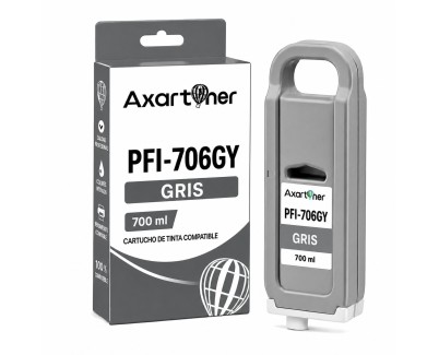 Compatible Canon PFI706 Gris Cartucho de Tinta Pigmentada 6690B001 / PFI-706GY para imagePROGRAF IPF8300, IPF8400, IPF9400