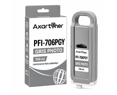 Compatible Canon PFI706 Gris Photo Cartucho de Tinta Pigmentada 6691B001 / PFI-706PGY para imagePROGRAF IPF8300, IPF8400, IPF9400