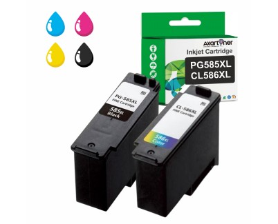 Compatible Pack x2 Canon PG585XL Negro + CL586XL Color Cartuchos de Tinta para Canon Pixma TS7650i / TS7750i