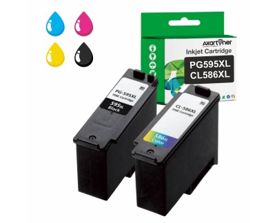 Compatible Pack x2 Canon PG595XL Negro + CL586XL Color Cartuchos de Tinta para Canon Pixma TS4150i / TS6550i / TS7550I