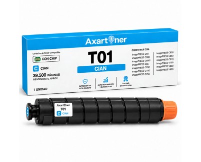 Compatible Canon T01 / 8067B001 Cyan Cartucho de Toner para imagePress C60 C600 C600i C65 C650 C700 C750 C800 C850 C910 V700 V800 V900