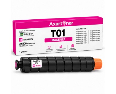 Compatible Canon T01 / 8068B001 Magenta Cartucho de Toner para imagePress C60 C600 C600i C65 C650 C700 C750 C800 C850 C910 V700 V800 V900