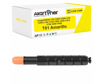 Compatible Canon T01 / 8069B001 Amarillo Cartucho de Toner para imagePress C60 C600 C600i C65 C650 C700 C750 C800 C850 C910 V700 V800 V900