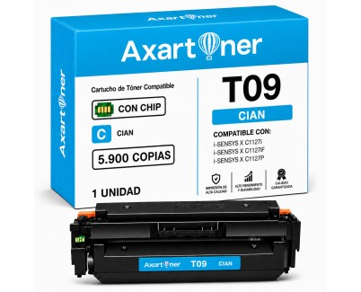 Compatible Canon T09 - CON CHIP - Cyan Cartucho de Toner 3019C006 para i-SENSYS X C1127i, X C1127iF, X C1127P