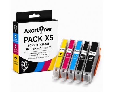 Compatible Compatible Pack x5 Cartuchos de Tinta Canon PGI-530 / CLI-531 PGI530 / CLI531 para Canon PIXMA TS8750 TS8751