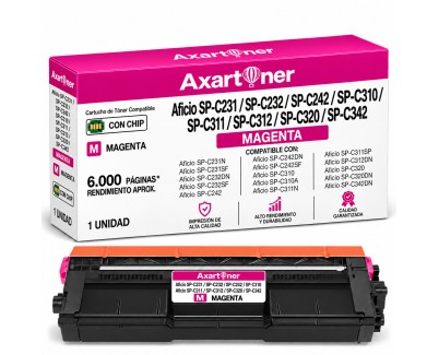 Compatible Compatible Ricoh Aficio SP-C231 / SP-C232 / SP-C242 / SP-C310 / SP-C311 / SP-C312 / SP-C320 / SP-C342 Magenta Cartucho de Toner 407636 / 406481 / SPC310M