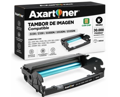 Compatible Dell 2230 / 2235 / 2330 / 2350 / 3330DN / 3330 / 3335 Negro Tambor de Imagen 593-10338 / PK496 (Drum)